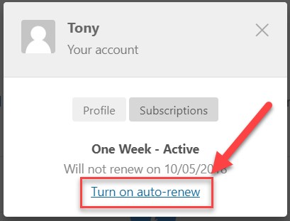 turn on auto renew