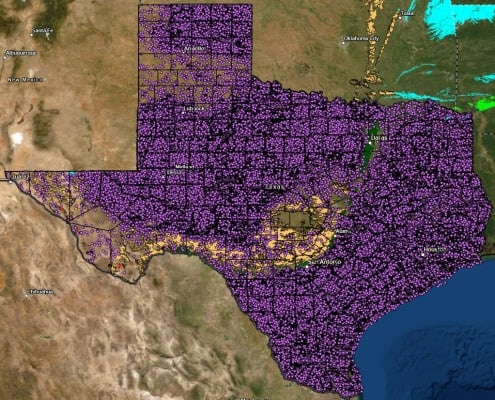 Oil well activity in Texas