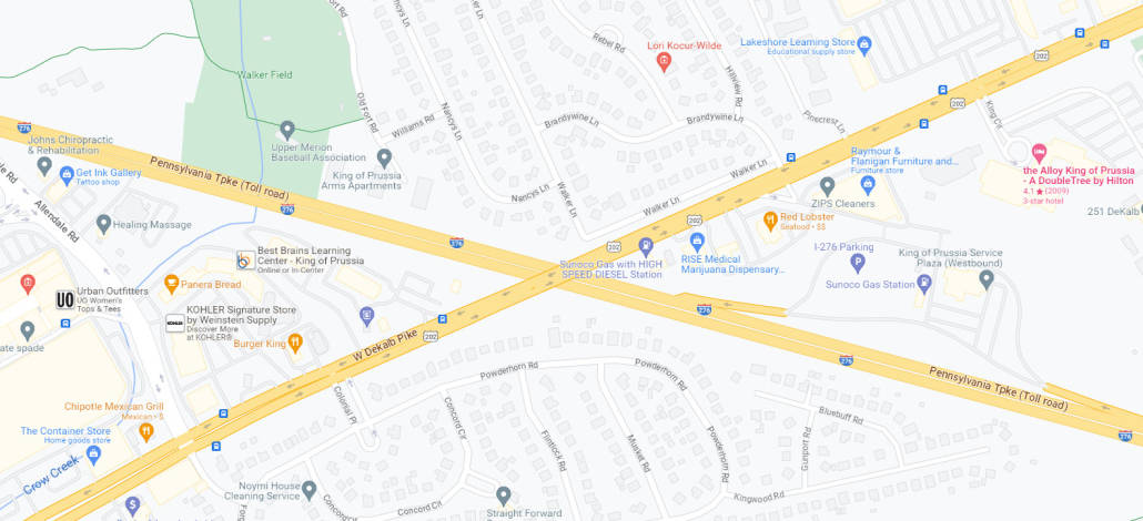 the route 202 king of prussia google maps