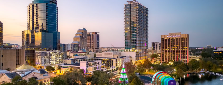 Aerial,View,Of,Downtown,Orlando,,Florida.,Usa.,Lake,Eola,Park