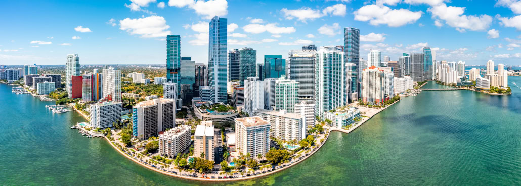 Aerial,Panorama,Of,Miami,,Florida.,Miami,Is,A,Majority-minority,City